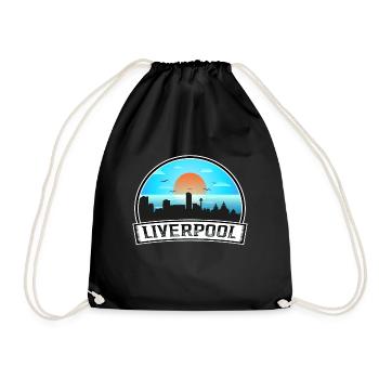 Liverpool England Skyline Vintage Sonnenuntergang Reisen So - Turnbeutel - Schwarz - Vorne