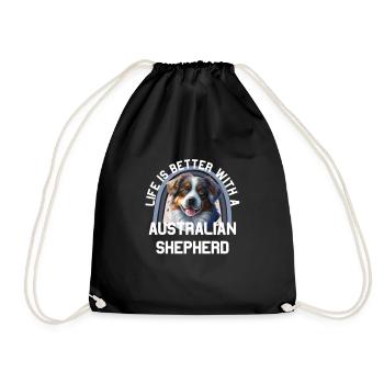 Australian Shepherd - Drawstring Bag - black - Front