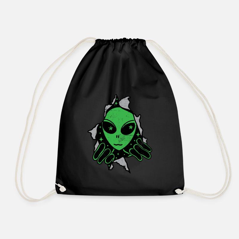 Alien Ufo Geschenk - Turnbeutel - Schwarz