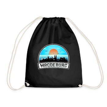 Magdeburg Deutschland Skyline Vintage Sunset Travel So - Turnbeutel - Schwarz - Vorne