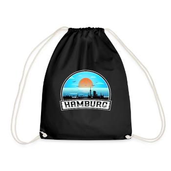 Hambourg Allemagne Skyline Vintage Sunset Travel Souv - Sac de sport léger - noir - Devant