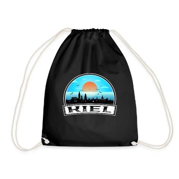 Kiel Germany Skyline Vintage Sunset Travel Souveni - Drawstring Bag - black - Front