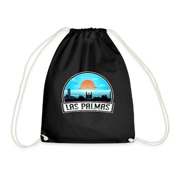 Las Palmas Spain Skyline Vintage Sunset Travel Sou - Drawstring Bag - black - Front