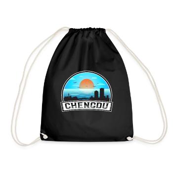 Chengdu Chine Skyline Vintage Sunset Travel Souven - Sac de sport léger - noir - Devant