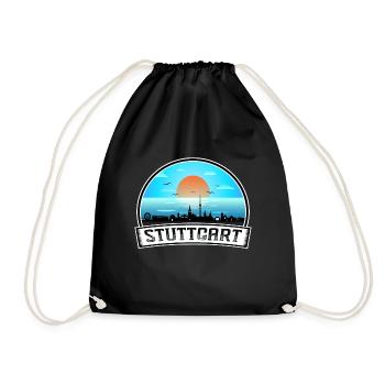 Stuttgart Deutschland Skyline Vintage Sunset Travel So - Turnbeutel - Schwarz - Vorne