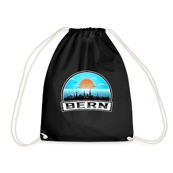 Bern Schweiz Skyline Vintage Sunset Travel Sou - Turnbeutel - Schwarz - Vorne
