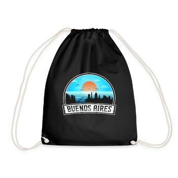 Buenos Aires Argentina Skyline Vintage Sunset Trav - Drawstring Bag - black - Front