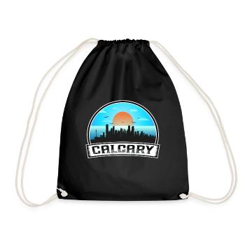 Calgary Canada Skyline Vintage Sunset Travel Souve - Drawstring Bag - black - Front