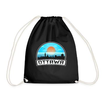 Ottawa Canada Skyline Vintage Sunset Travel Souven - Drawstring Bag - black - Front