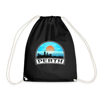 Perth Australien Skyline Vintage Sonnenuntergang Reisen Souv - Turnbeutel - Schwarz - Vorne
