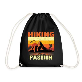 Hiking is my passion Hikers Hiking Nature Mountains - Drawstring Bag - black - Front