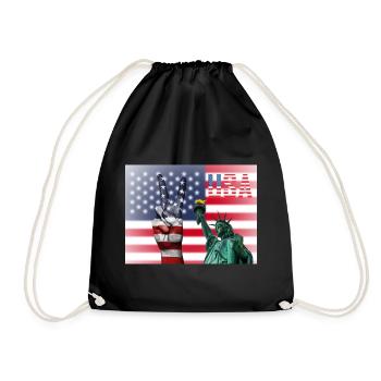 USA, Freiheitsstatue - Turnbeutel - Schwarz - Vorne