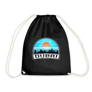 Dubai Uae Skyline Vintage Sunset Travel Souvenir - Drawstring Bag - black - Front