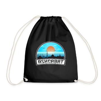 Ashgabat Turkmenistan Skyline Vintage Sunset Trave - Drawstring Bag - black - Front