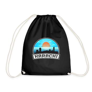 Karachi Pakistan Skyline Vintage Sunset Travel Sou - Sac de sport léger - noir - Devant
