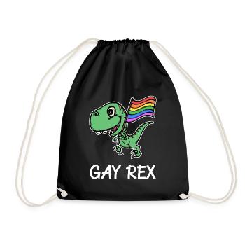 Dinosaurier Gay Lgbt Regenbogenfahne Spruch - Turnbeutel - Schwarz - Vorne
