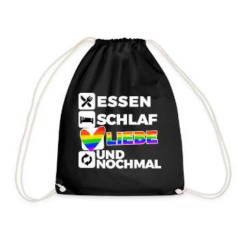 Liebe Lgbt Herz Menschenrechte Spruch Regenbogen - Turnbeutel - Schwarz - Vorne