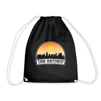 San Antonio Texas Usa Skyline Vintage Sunset Trave - Drawstring Bag - black - Front
