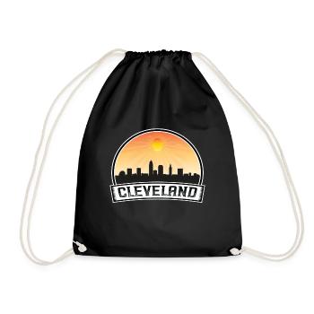 Cleveland Ohio Usa Skyline Vintage Sunset Travel S - Drawstring Bag - black - Front