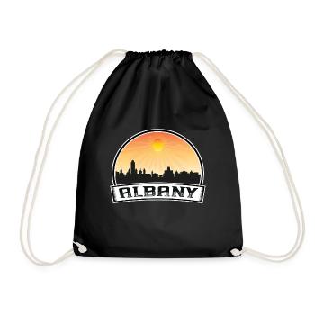 Albany New York Usa Skyline Vintage Sunset Travel - Turnbeutel - Schwarz - Vorne