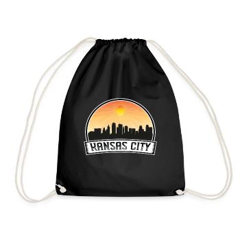 Kansas City Missouri Usa Skyline Vintage Sunset Tr - Turnbeutel - Schwarz - Vorne