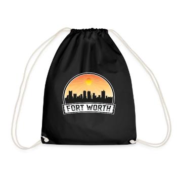 Fort Worth Texas Usa Skyline Vintage Sunset Travel - Drawstring Bag - black - Front