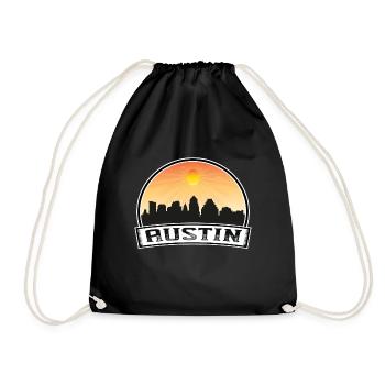 Austin Texas Usa Skyline Vintage Sunset Travel Sou - Turnbeutel - Schwarz - Vorne