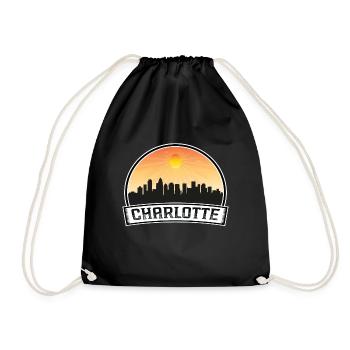 Charlotte North Carolina Usa Skyline Vintage Sunse - Turnbeutel - Schwarz - Vorne