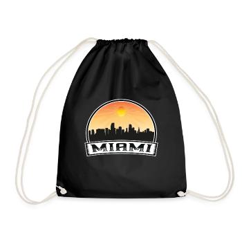 Miami Florida USA Skyline Vintage Sonnenuntergang Reisen So - Turnbeutel - Schwarz - Vorne