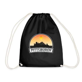 Pittsburgh Pennsylvania Usa Skyline Vintage Sunset - Drawstring Bag - black - Front