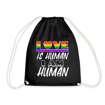 Human Rights Lgbt Love Heart Statement Homo - Drawstring Bag - black - Front