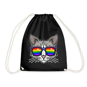 Lesbian Bisexual Relationship Cool Lgbt Cat - Drawstring Bag - black - Front
