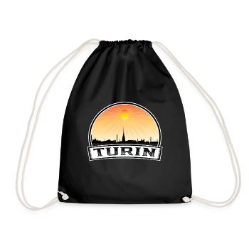 Turin Italien Skyline Vintage Sonnenuntergang Reise Souvenir - Turnbeutel - Schwarz - Vorne