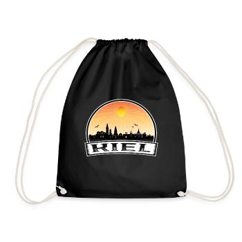 Kiel Germany Skyline Vintage Sunset Travel Souveni - Drawstring Bag - black - Front