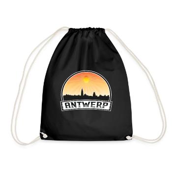 Antwerp Belgium Skyline Vintage Sunset Travel Souv - Drawstring Bag - black - Front
