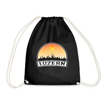 Luzern Switzerland Skyline Vintage Sunset Travel S - Drawstring Bag - black - Front