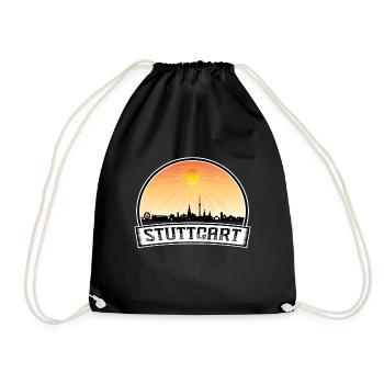 Stuttgart Deutschland Skyline Vintage Sunset Travel So - Turnbeutel - Schwarz - Vorne