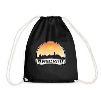 Bangkok Thailand Skyline Vintage Sunset Travel Sou - Drawstring Bag - black - Front