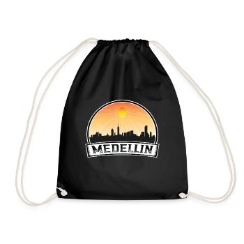 Medellin Kolumbien Skyline Vintage Sonnenuntergang Reisen So - Turnbeutel - Schwarz - Vorne