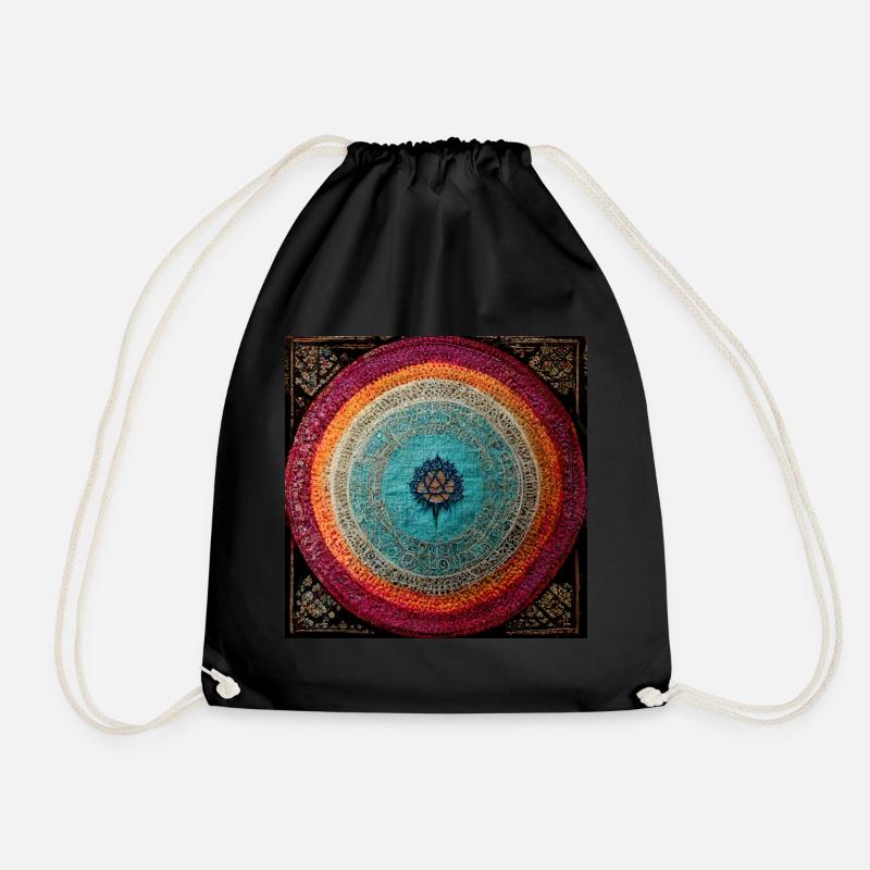Boho Mandala Abstract - Drawstring Bag - black