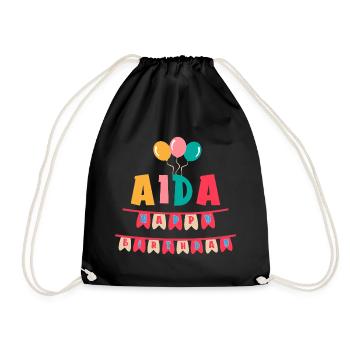 Aida T-Shirt Happy Birthday Happy Birthday - Turnbeutel - Schwarz - Vorne