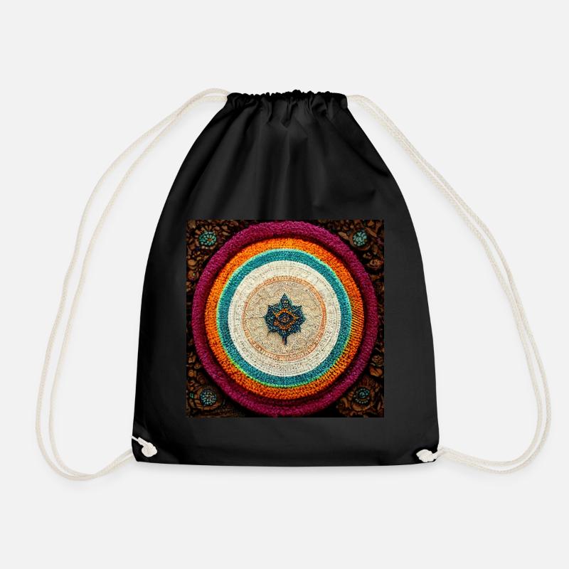 Boho Mandala Abstract - Drawstring Bag - black