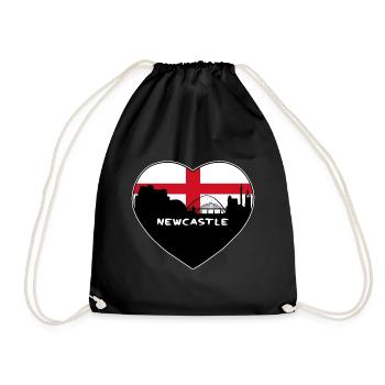 Newcastle England Flagge Skyline Reise Souvenir - Turnbeutel - Schwarz - Vorne