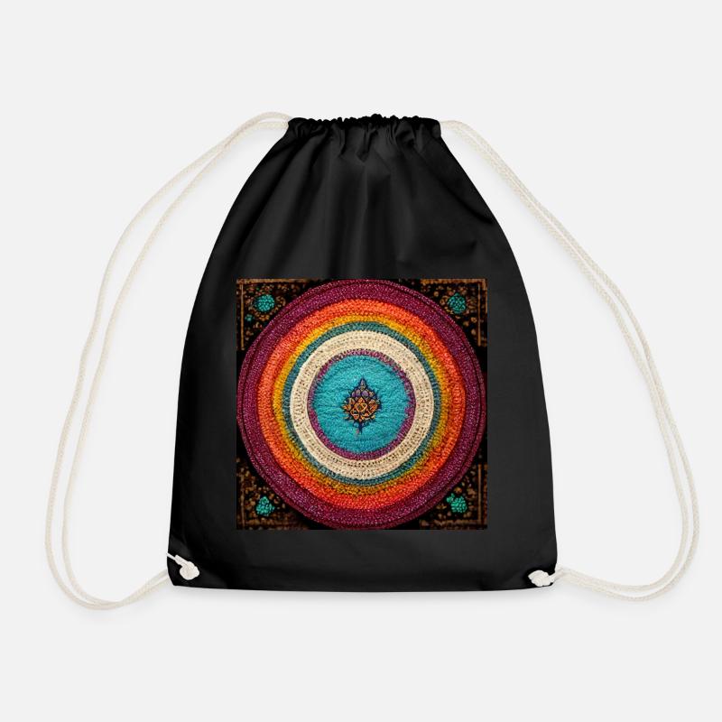 Boho Mandala Abstract - Drawstring Bag - black