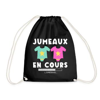 Jumeaux en cours humour annonce naissance cadeau - Sac de sport léger - noir - Devant