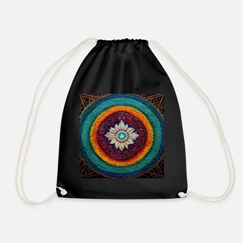 Boho Mandala Abstract - Drawstring Bag - black