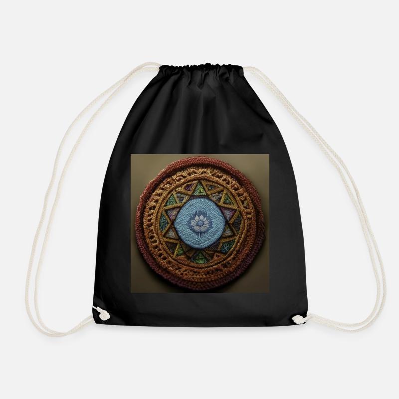 Boho Mandala Abstract - Drawstring Bag - black