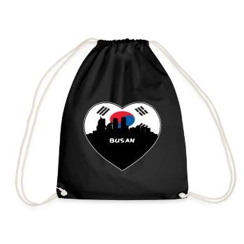 Busan Corée du Sud Flag Skyline Souvenir de voyage - Sac de sport léger - noir - Devant