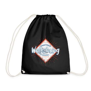 Wolfsburg Germany City Skyline Home Love - Drawstring Bag - black - Front