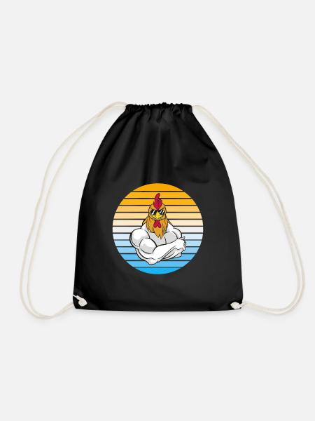 Huhn mit cooler Sonnenbrille - Turnbeutel - Schwarz